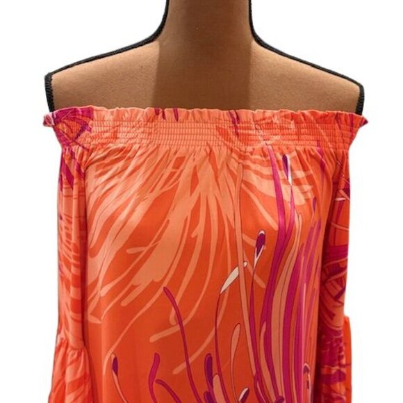 Trina Turk Off the Shoulder Bell Sleeve Boat Neck Floral Mini Dress – Small NWT! - Picture 2 of 9